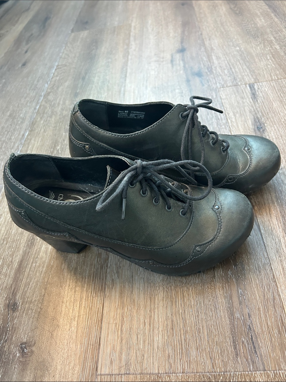 Dansko BlackLace-Up Wingtip Heels